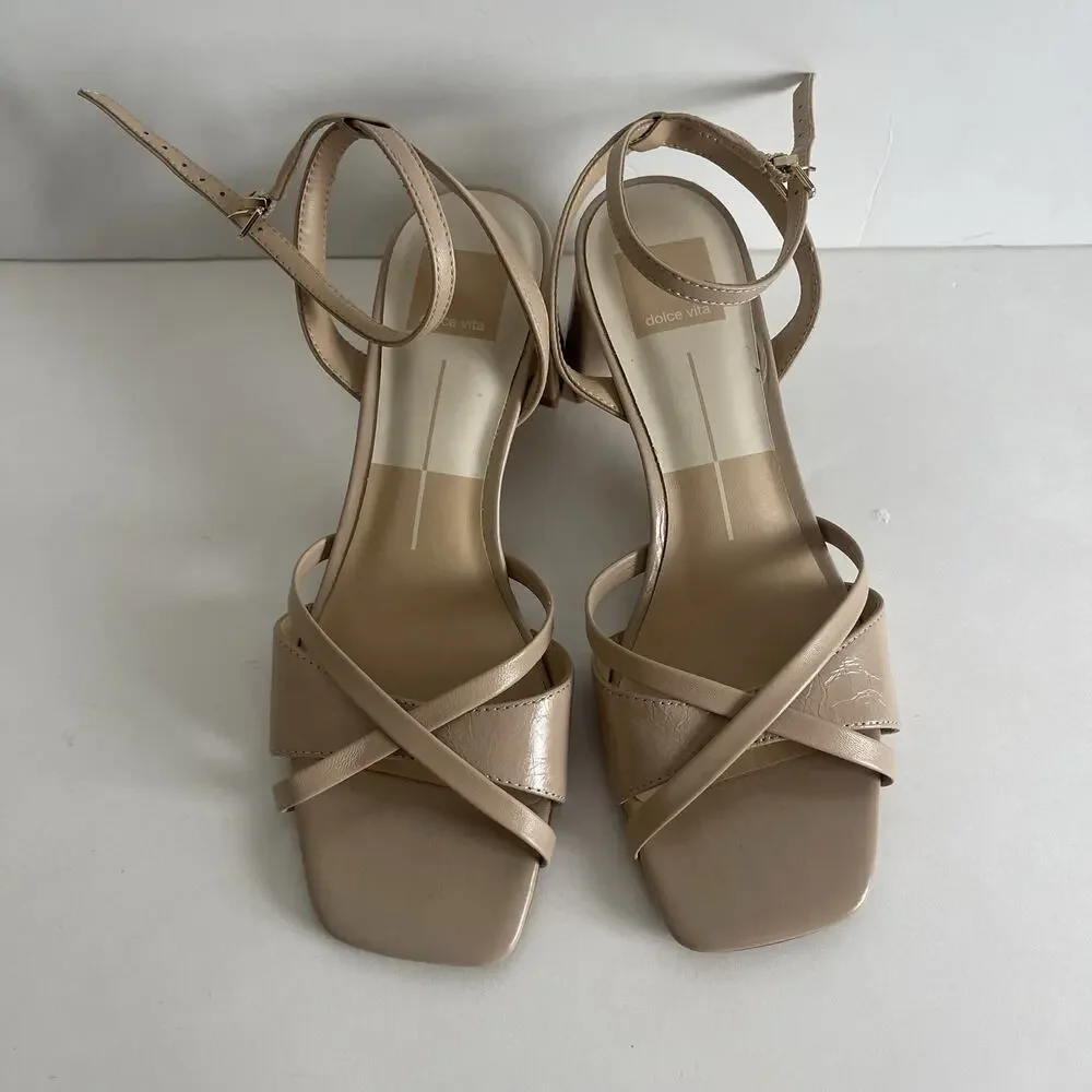 Dolce Vita Womens Block Heel Strappy Sandals, 2” Heel, Light Brown Tan, Size 7.5
